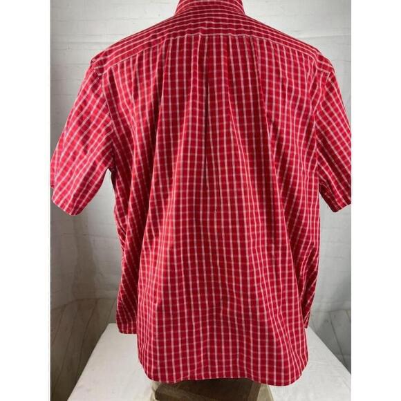 Men’s Dockers Button Up Shirt Size XXL Red Check Short Sleeve Casual EUC - Picture 2 of 5